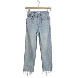 Re/Done Originals 70's High Rise Stove Pipe Jeans Icy Blue Women's Size 23